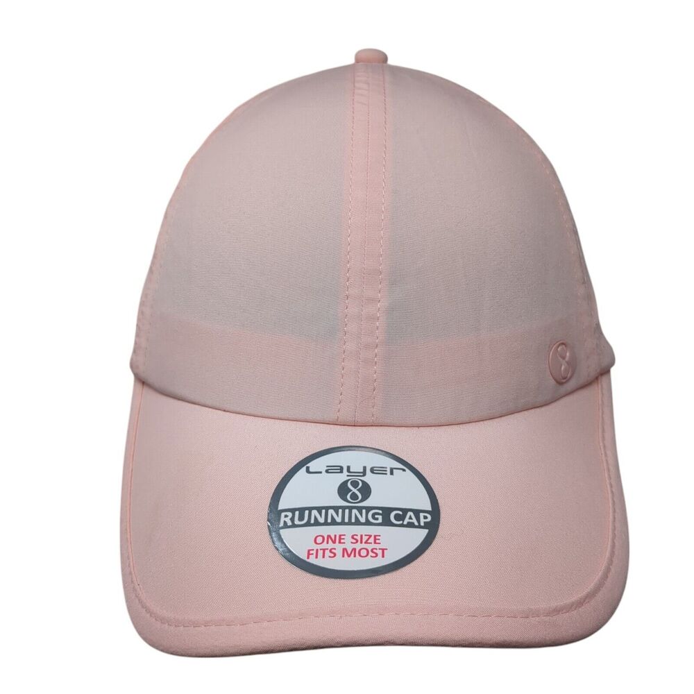 Layer 8 Running Cap Pink One Size Adjustable Breathable 6 Panel Blank